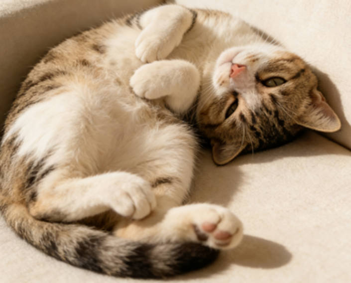 A cat in a light sleep