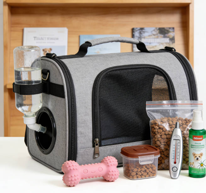 Prepare food and other items for traveling with pets